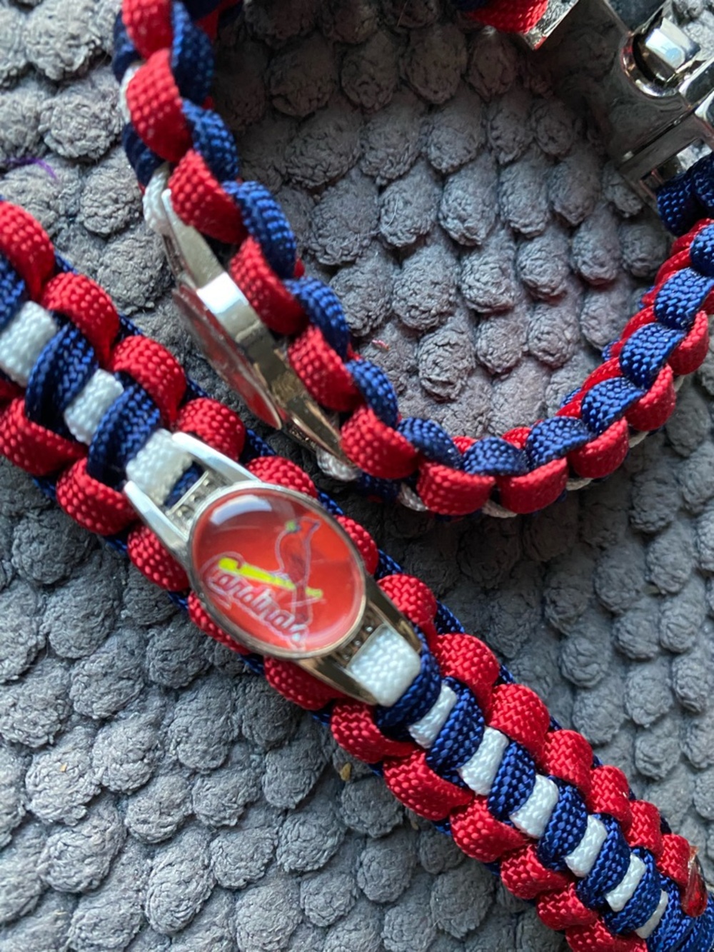 2 St. Louis Cardinals Paracord Bracelets - Red, Navy & White